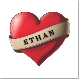 Ethan - Lovely Red Heart With a Ribbon Posters and Art